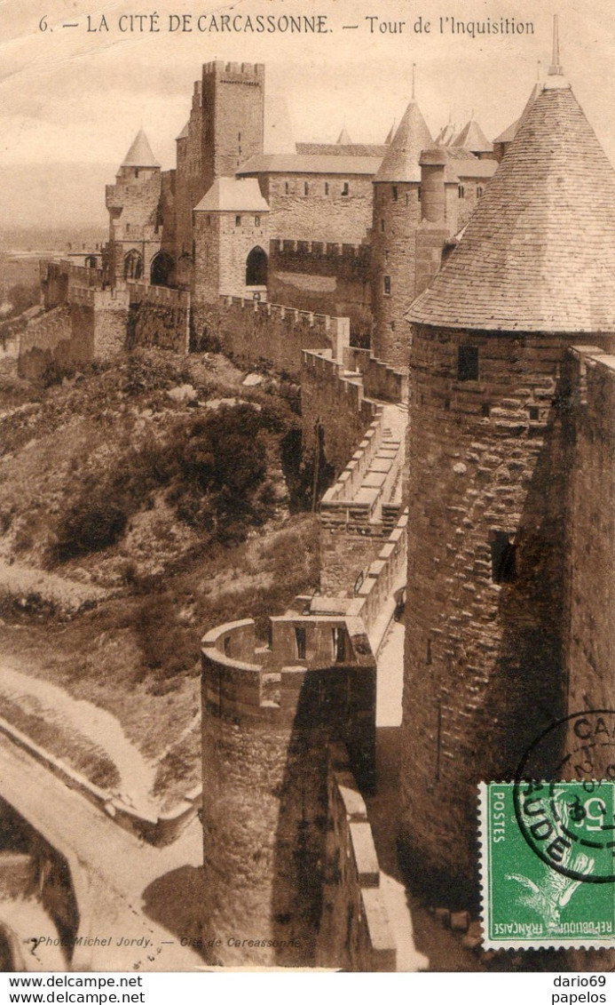 1909 CARTOLINA CON ANNULLO  CARCASONNE - Brieven En Documenten