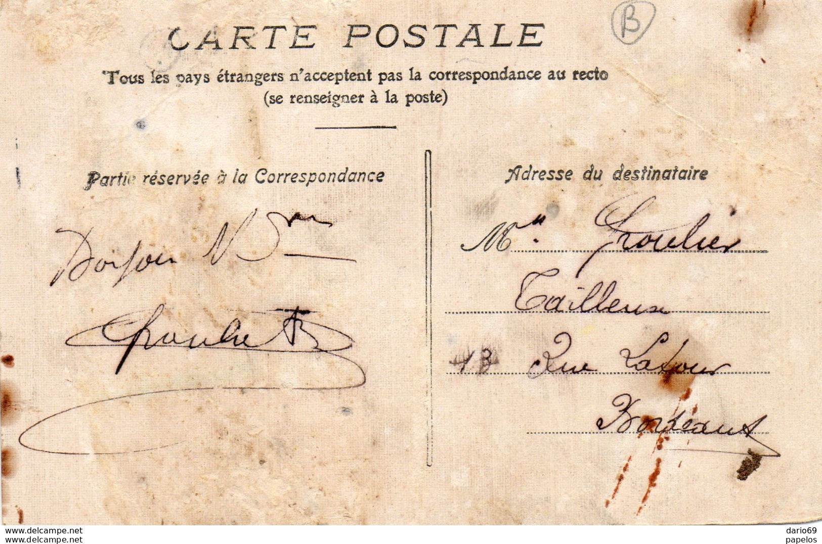 1919 CARTOLINA CON ANNULLO  CARCASONNE - Storia Postale