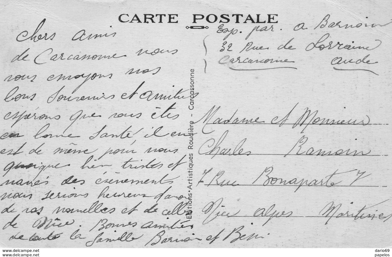 1940 CARTOLINA CON ANNULLO  CARCASONNE - Lettres & Documents