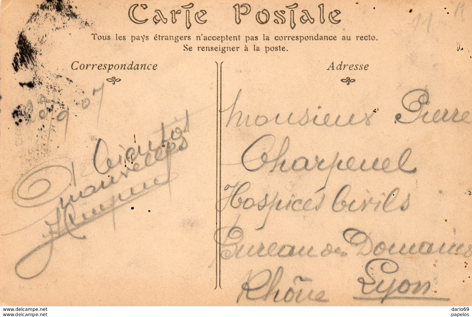 1907  CARTOLINA CON ANNULLO  CARCASONNE - Covers & Documents