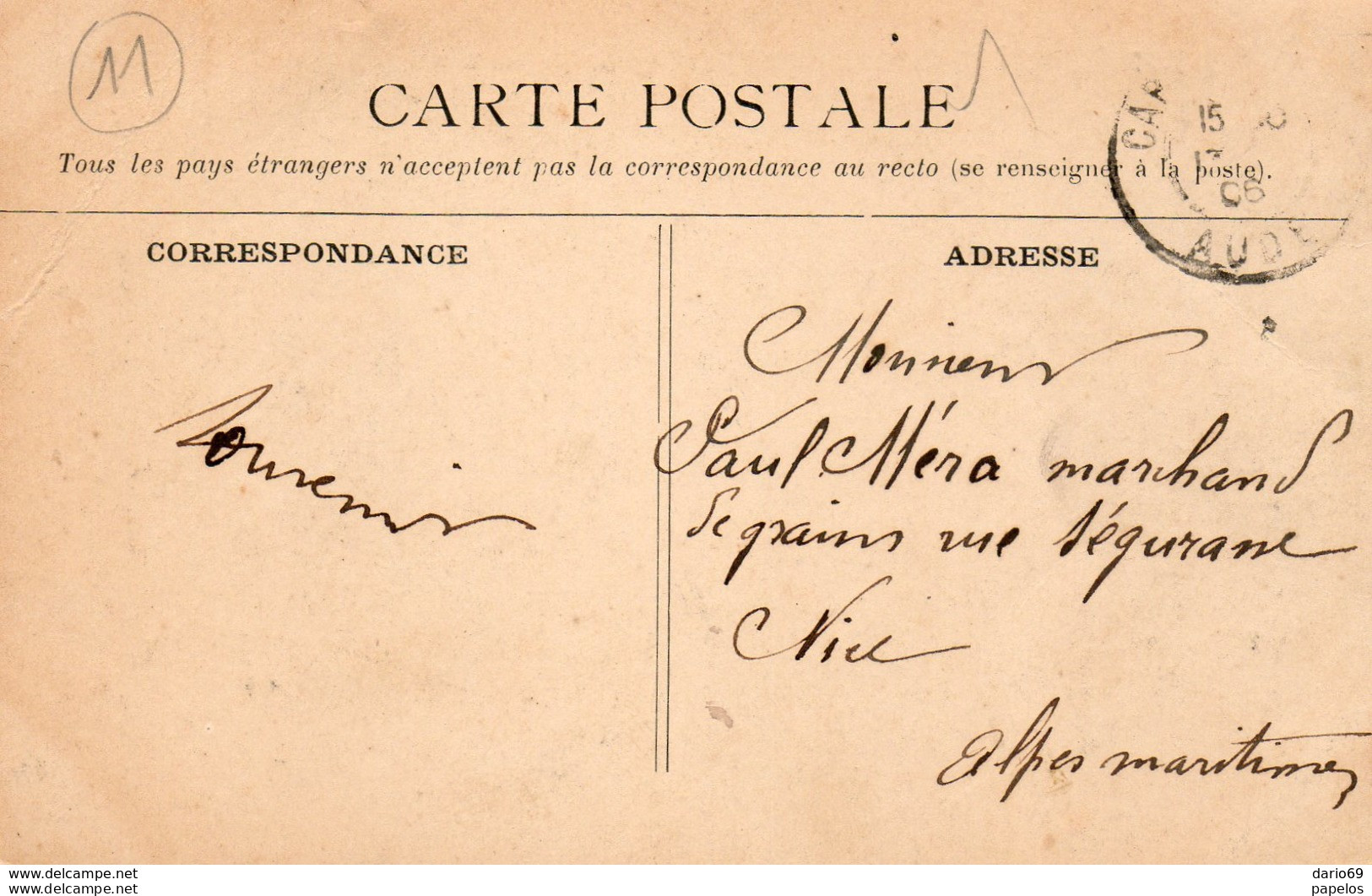 1905  CARTOLINA CON ANNULLO  CARCASONNE - Lettres & Documents