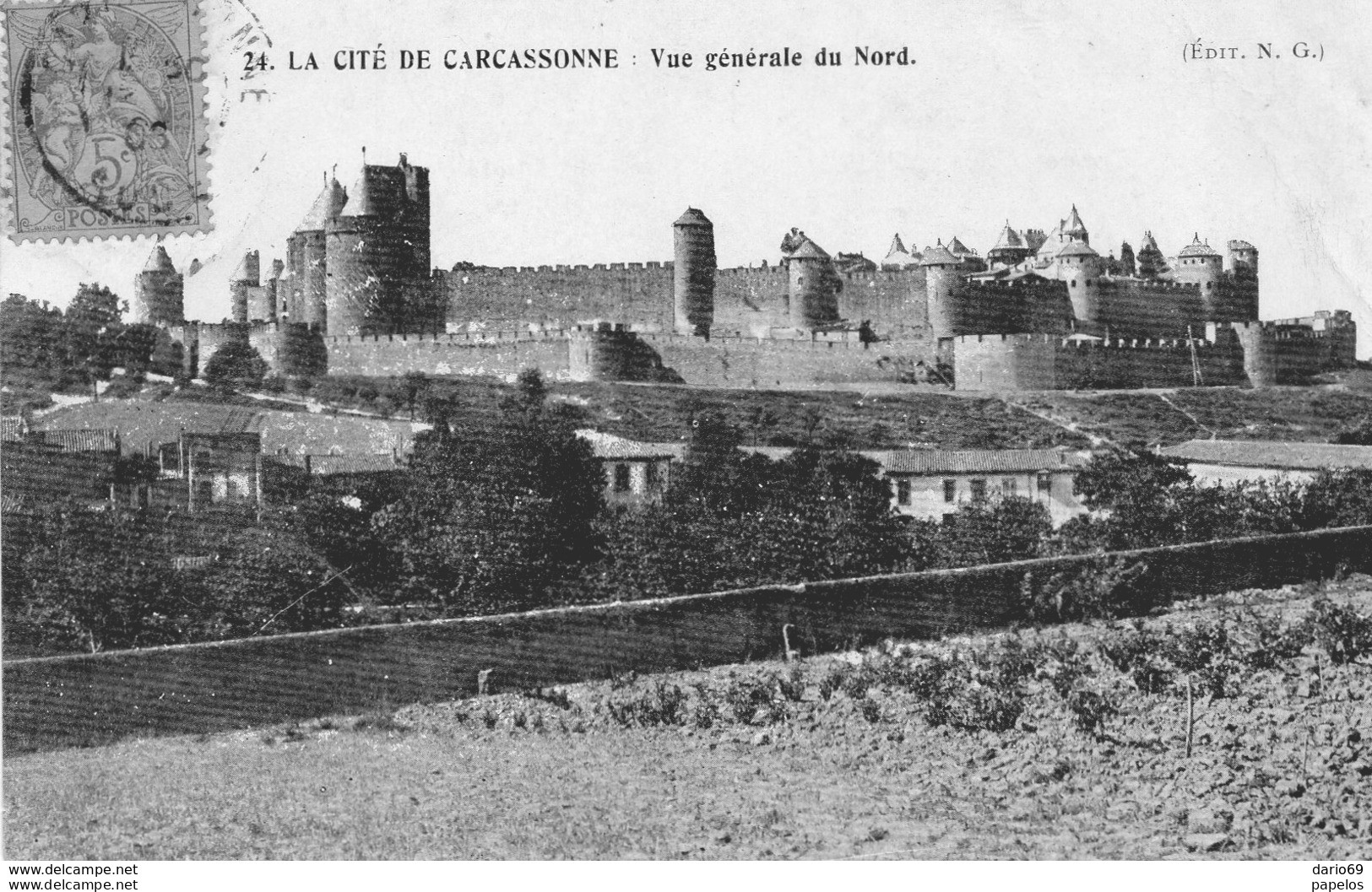 1905  CARTOLINA CON ANNULLO  CARCASONNE - Brieven En Documenten