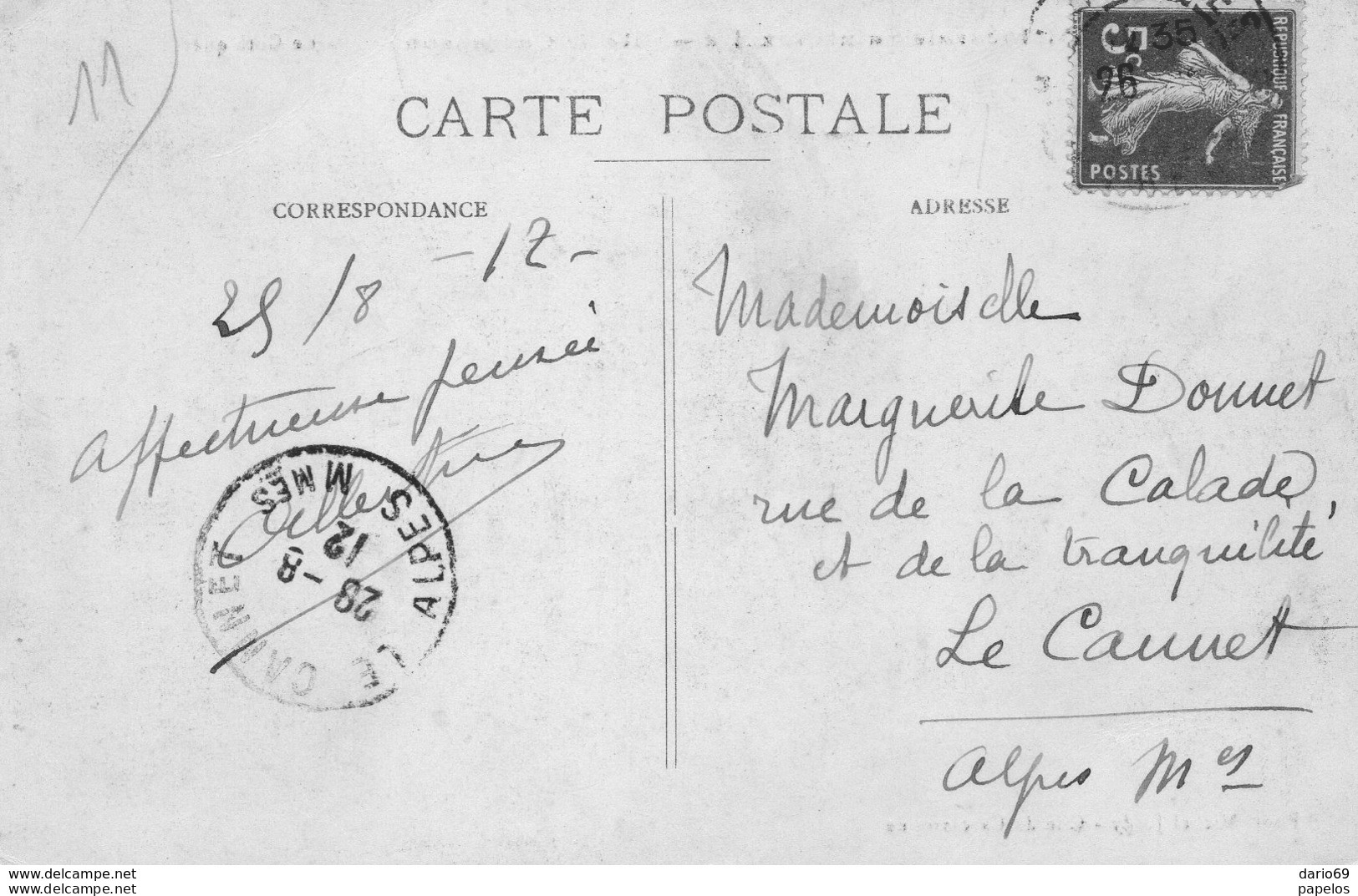 1912  CARTOLINA CON ANNULLO  CARCASONNE - Briefe U. Dokumente