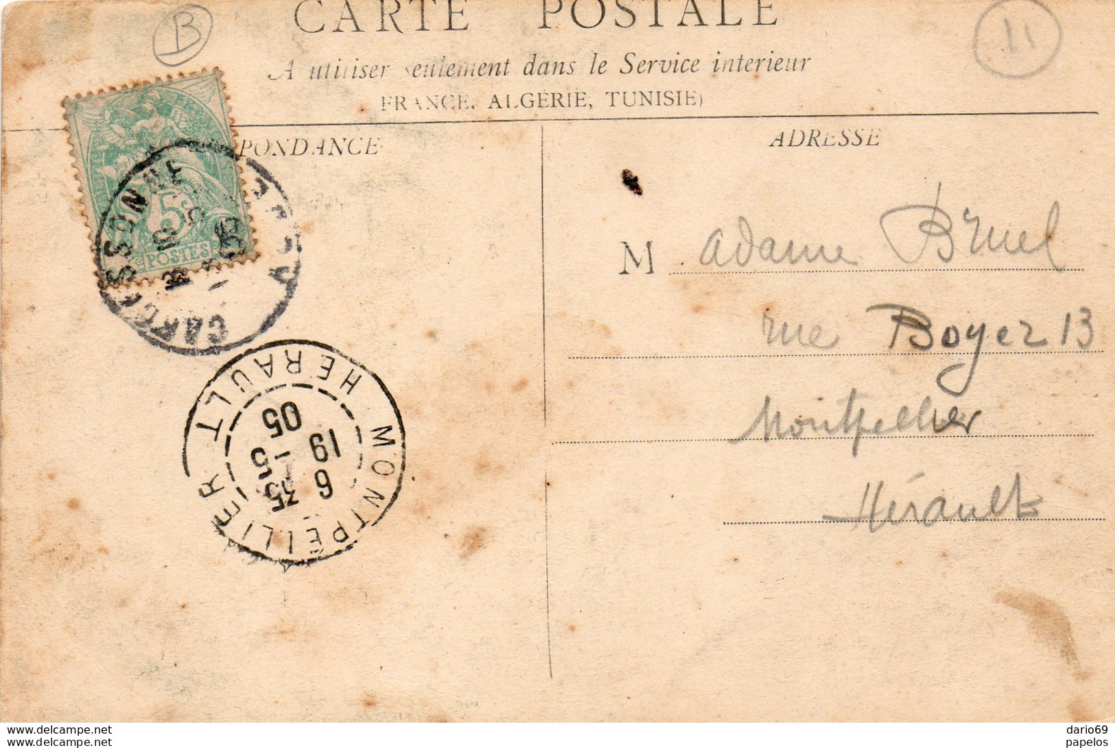 1905  CARTOLINA CON ANNULLO  CARCASONNE - Lettres & Documents