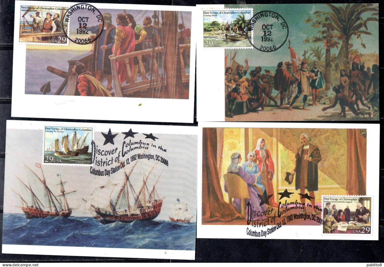 USA STATI UNITI 1992 DISCOVERY OF AMERICA COMPLETE SET SERIE COMPLETA MAXI MAXIMUM CARD CARTE CARTOLINA - Cartes-Maximum (CM)