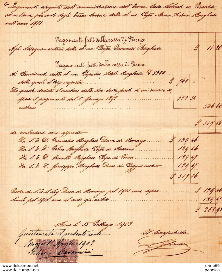 1902  LETTERA CON MARCHE DA BOLLO - Fiscales