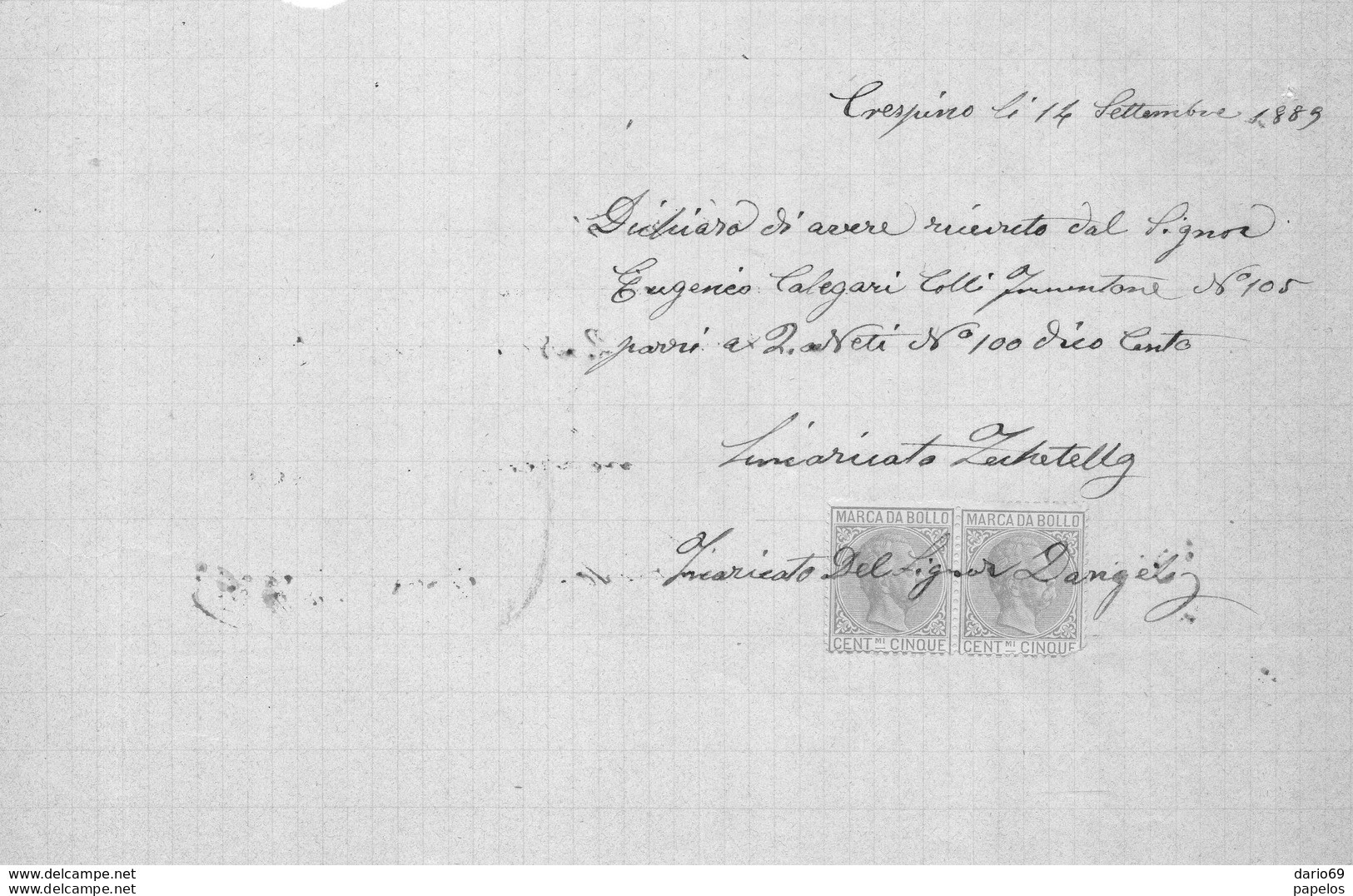 1889  LETTERA CON MARCHE DA BOLLO - Fiscaux