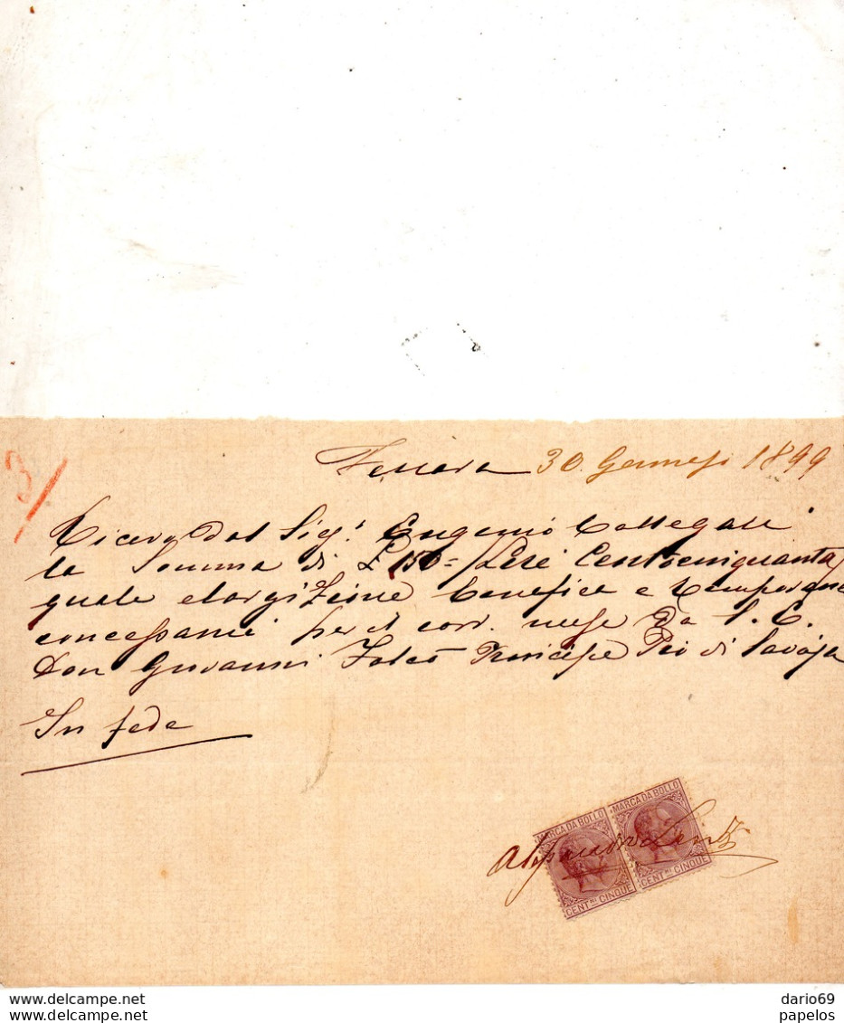 1899  LETTERA CON MARCHE DA BOLLO - Fiscali