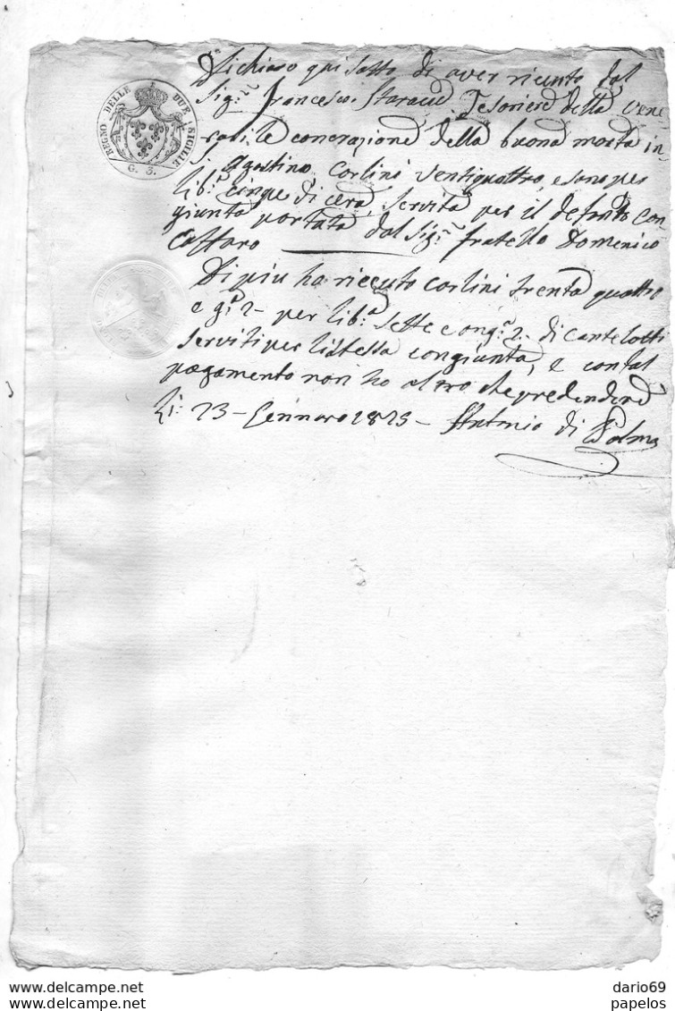1825 LETTERA REGNO DELLE DUE SICILIE - Documents Historiques