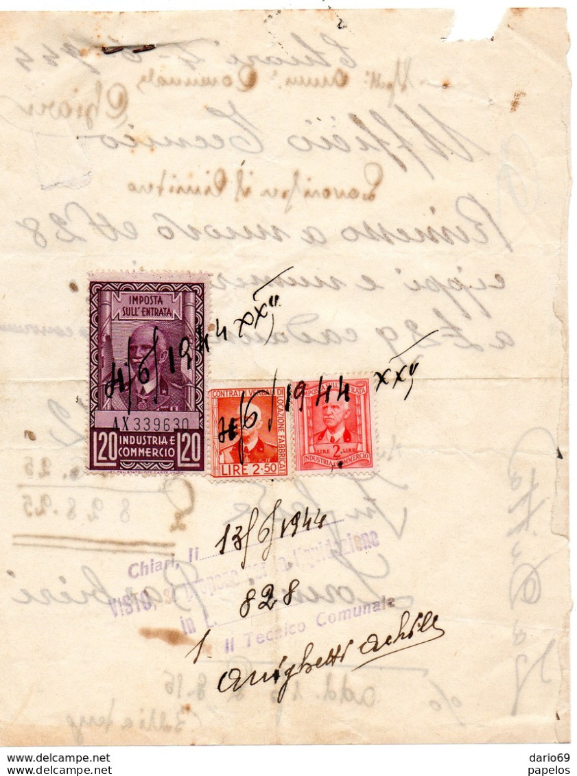 1944   MARCHE DA BOLLO - Revenue Stamps