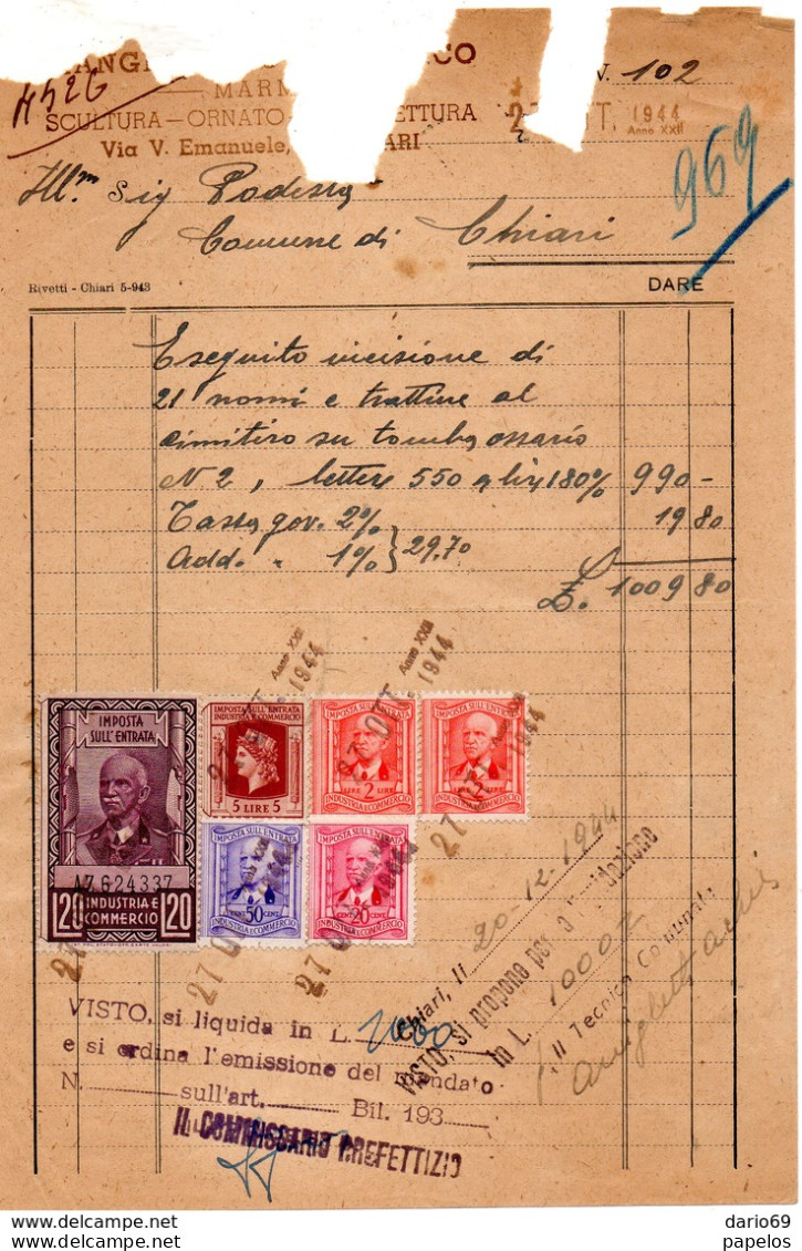 1944   MARCHE DA BOLLO - Revenue Stamps