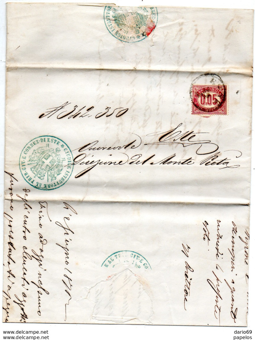 1875  LETTERA CON ANNULLO ESTE PADOVA - Storia Postale