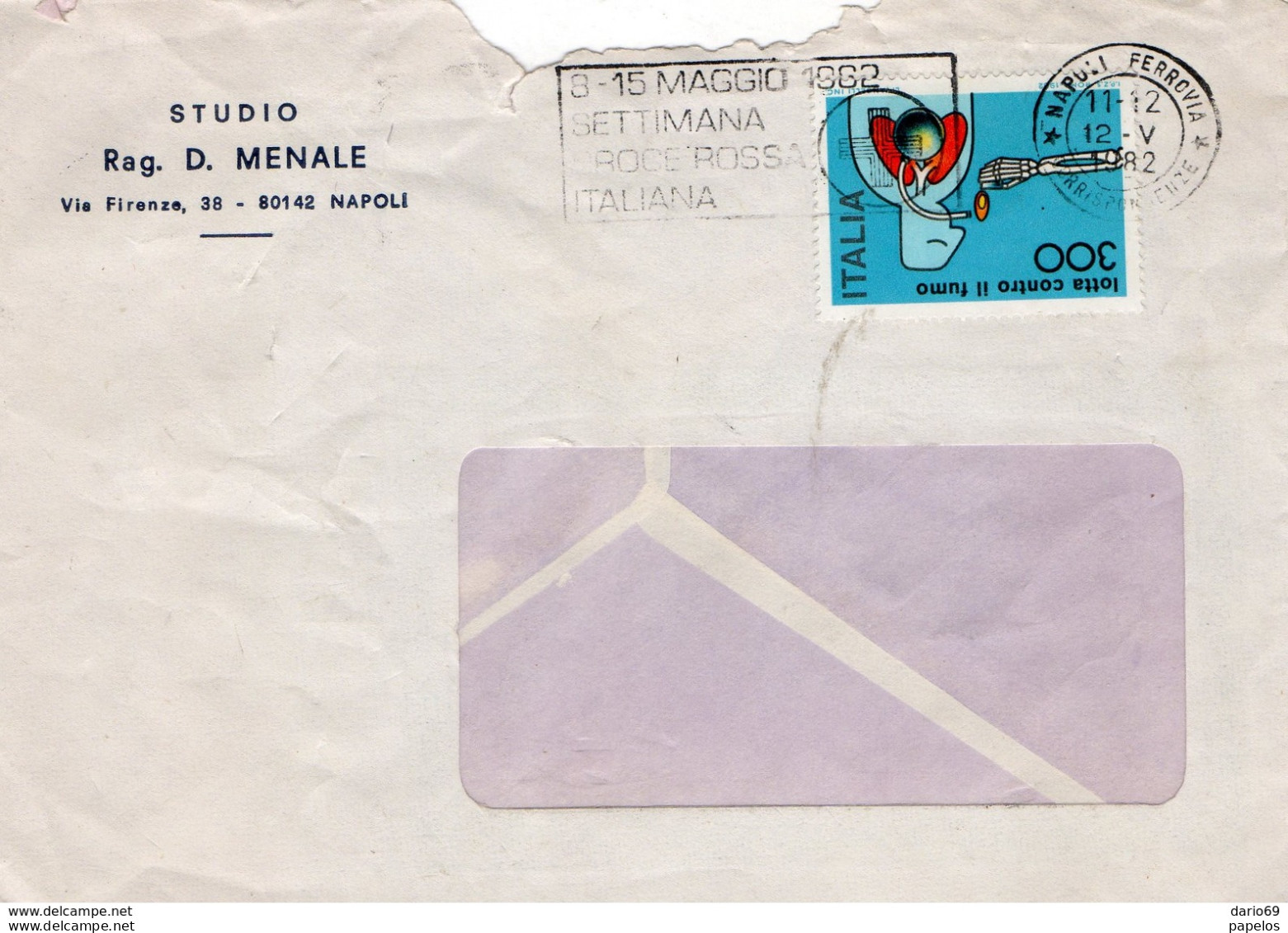 1982   LETTERA  CON ANNULLO NAPOLI + TARGHETTE SETTIMANA CROCE ROSSA - 1981-90: Storia Postale