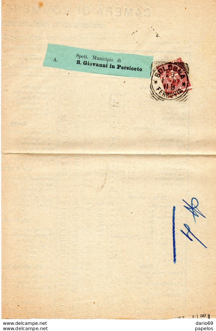 1897 Camera Di Commercio Di Bologna Listino Dei Prezzi - Documents Historiques