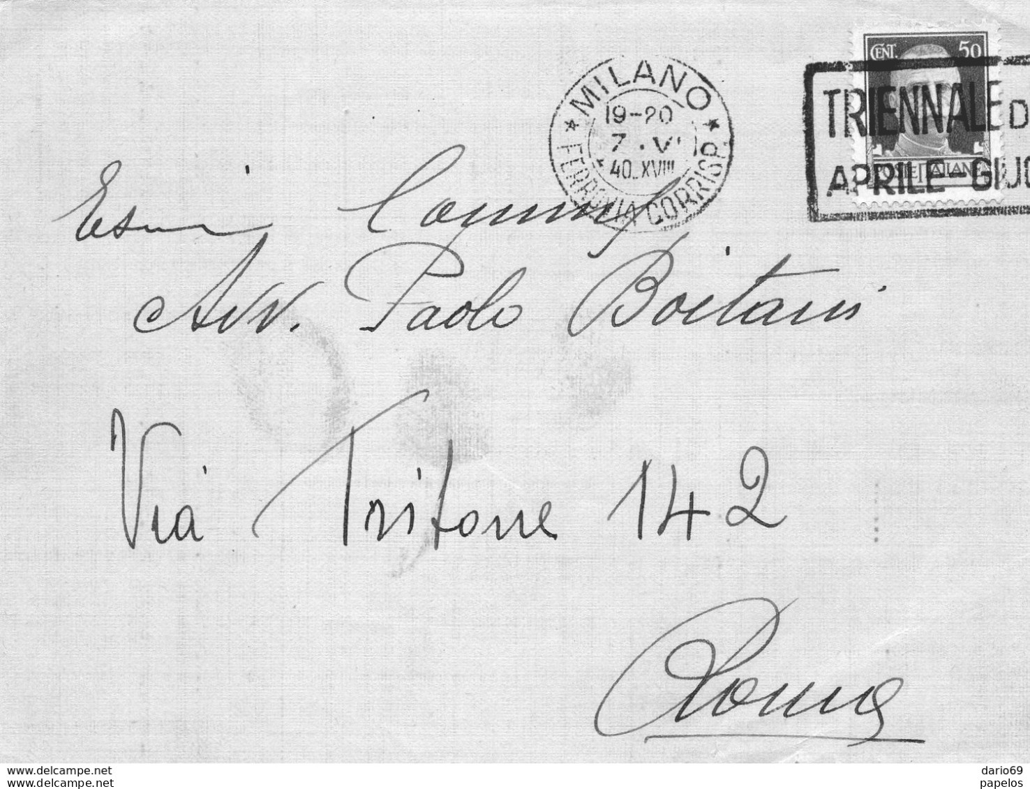 1940   LETTERA  CON ANNULLO MILANO + TARGHETTA - Poststempel