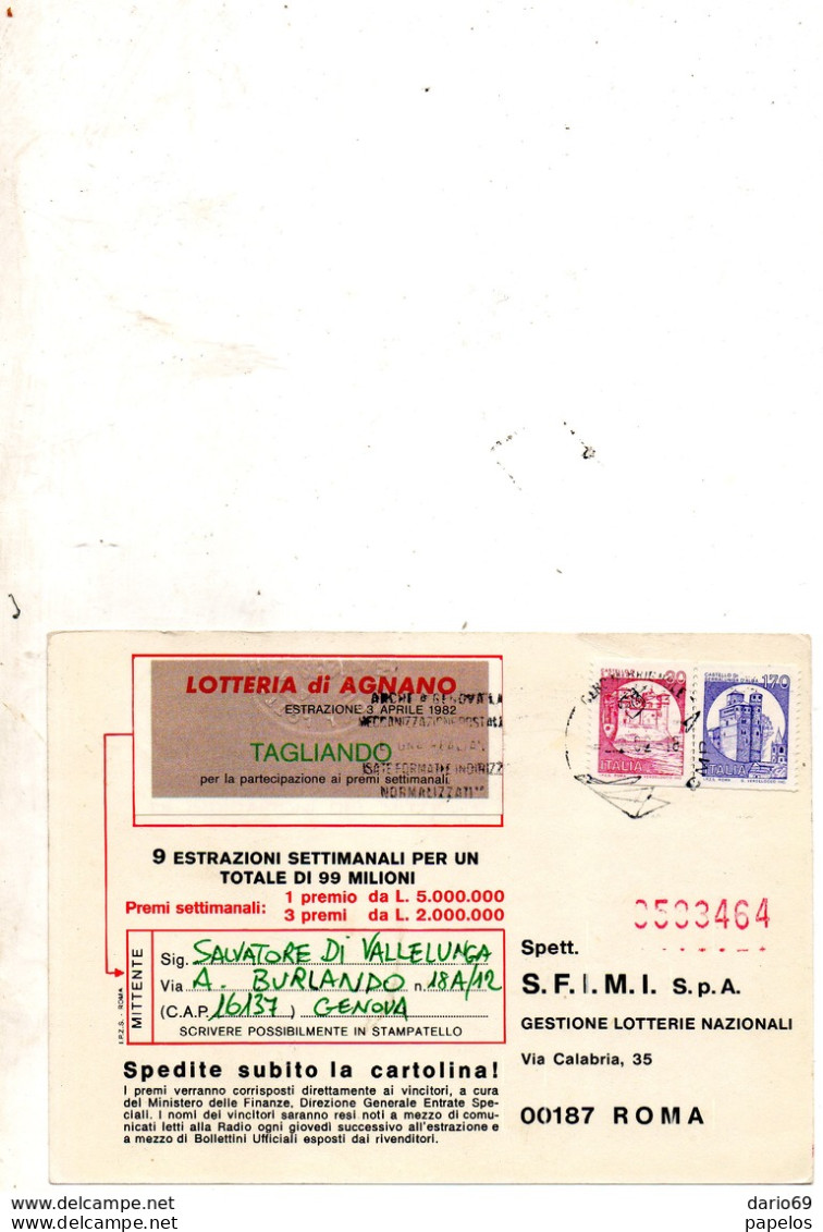 1982 Cartolina Con Annullo GENOVA + TARGHETTA - 1981-90: Marcophilia