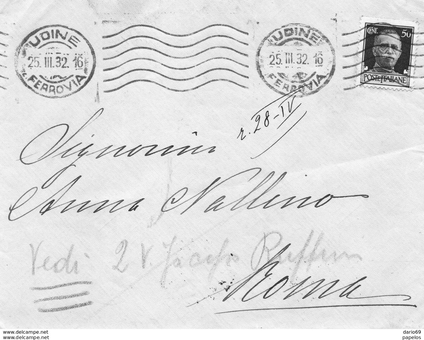 1932   LETTERA CON ANNULLO UDINE - Poststempel