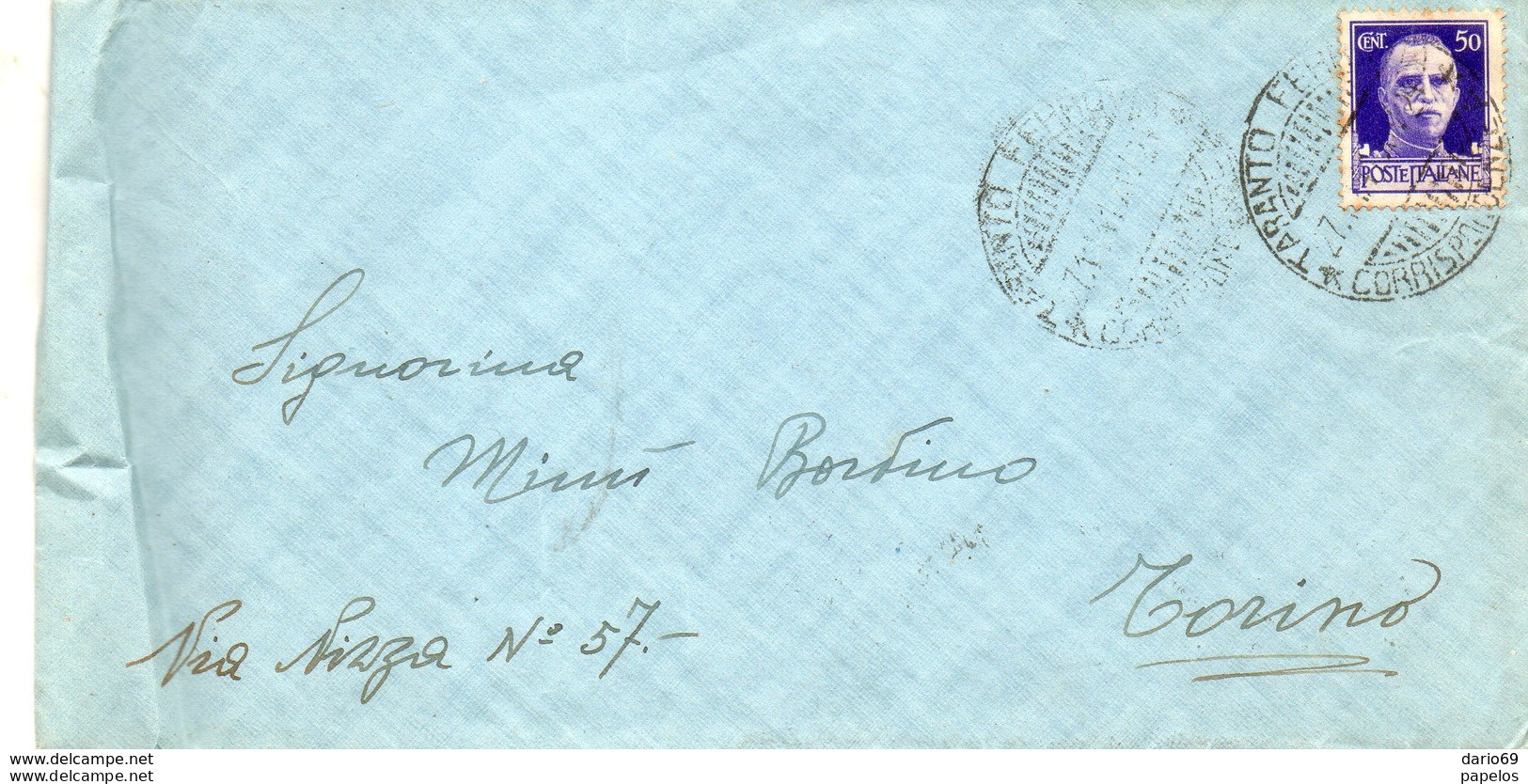 1941  LETTERA CON ANNULLO TARANTO - Storia Postale
