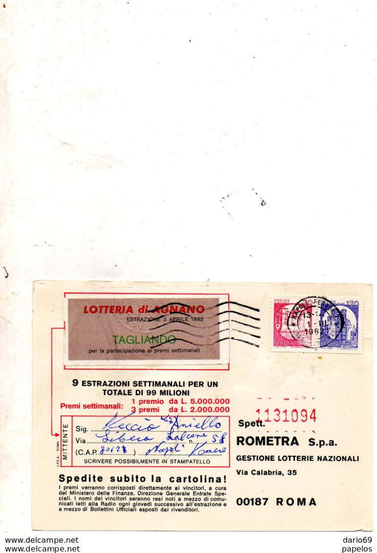 1982 Cartolina Con Annullo NAPOLI - 1981-90: Marcophilia