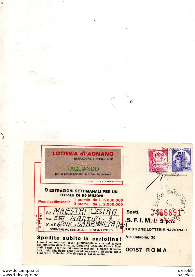 1982 Cartolina Con Annullo SABBIONETA MANTOVA - 1981-90: Marcophilia