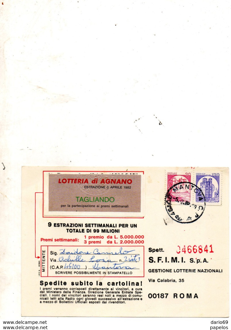 1982 Cartolina Con Annullo MANTOVA - 1981-90: Marcophilie