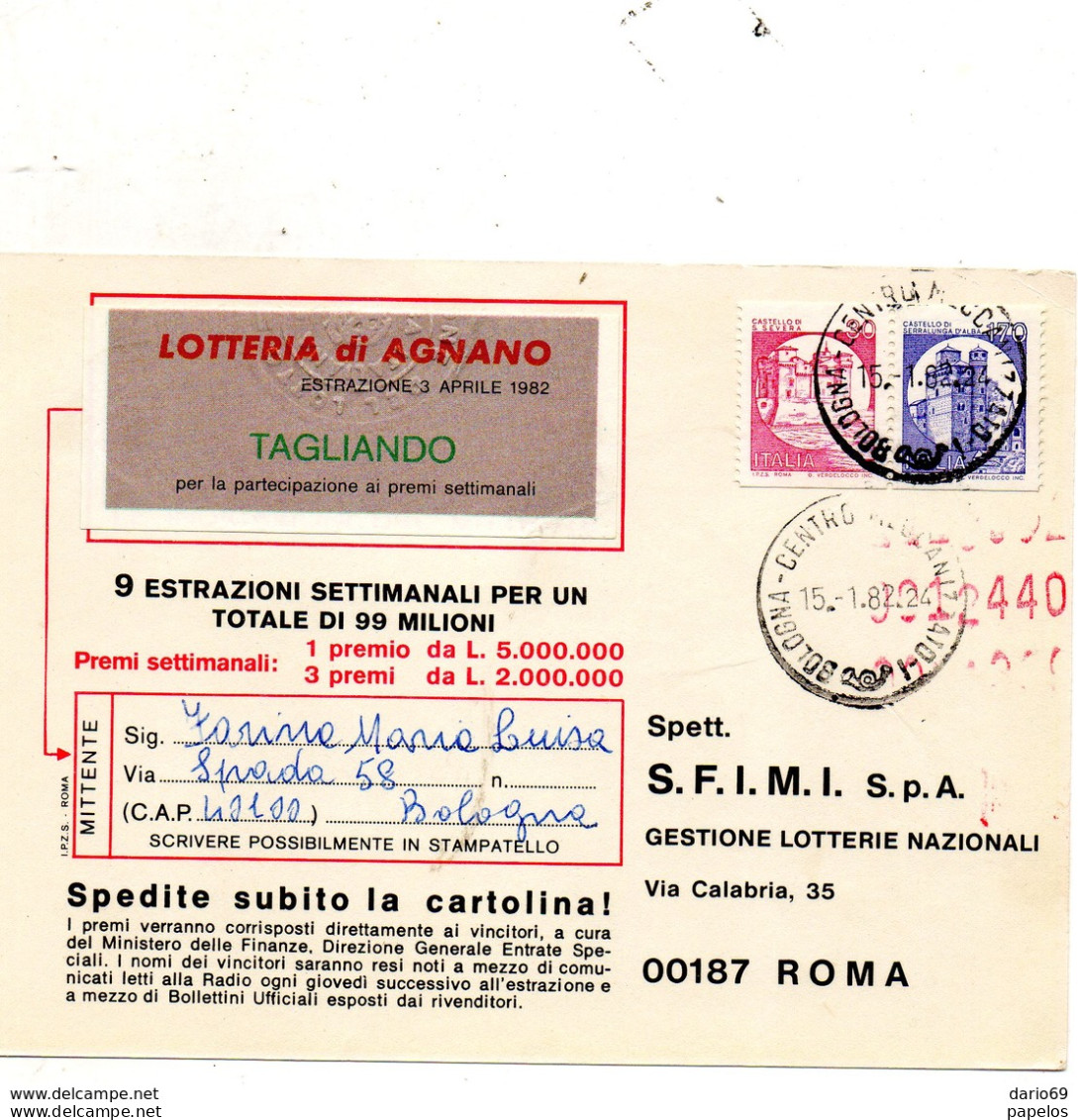 1982 Cartolina Con Annullo BOLOGNA - 1981-90: Marcofilie
