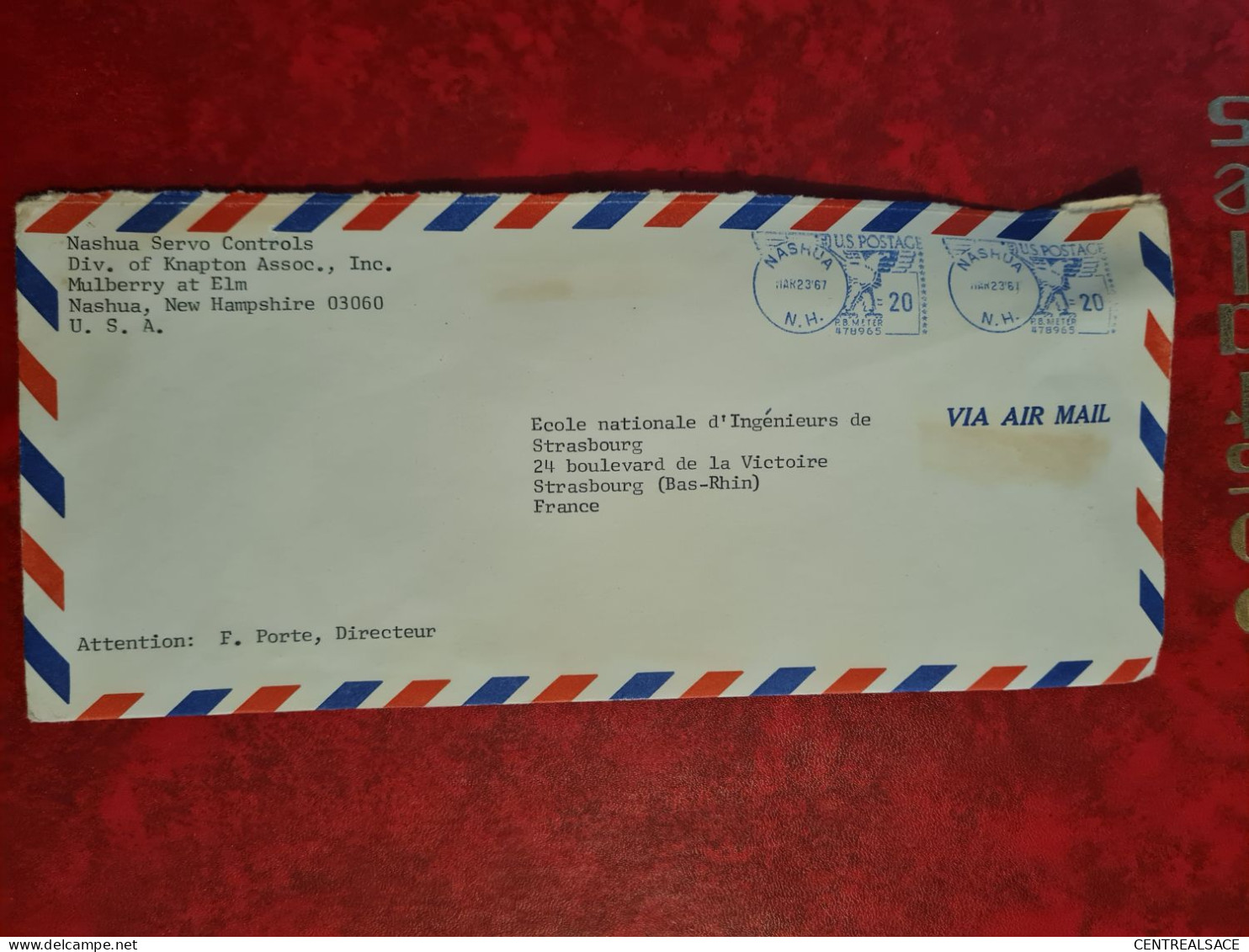 LETTRE  USA OBILTERATION MECANIQUE NASHUA SERVO CONTROLS KNAPTON ASSOC. MULBERRY AT ELM 1967 - Brieven En Documenten