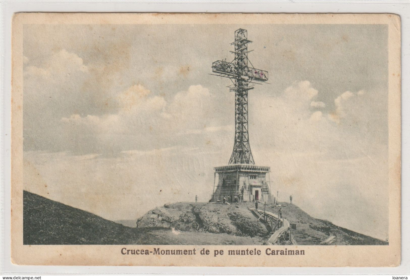 Busteni - Crucea-Monument De Pe Muntele Caraiman (in Timpul Constructiei,schele,punte De Lemn) - Roumanie