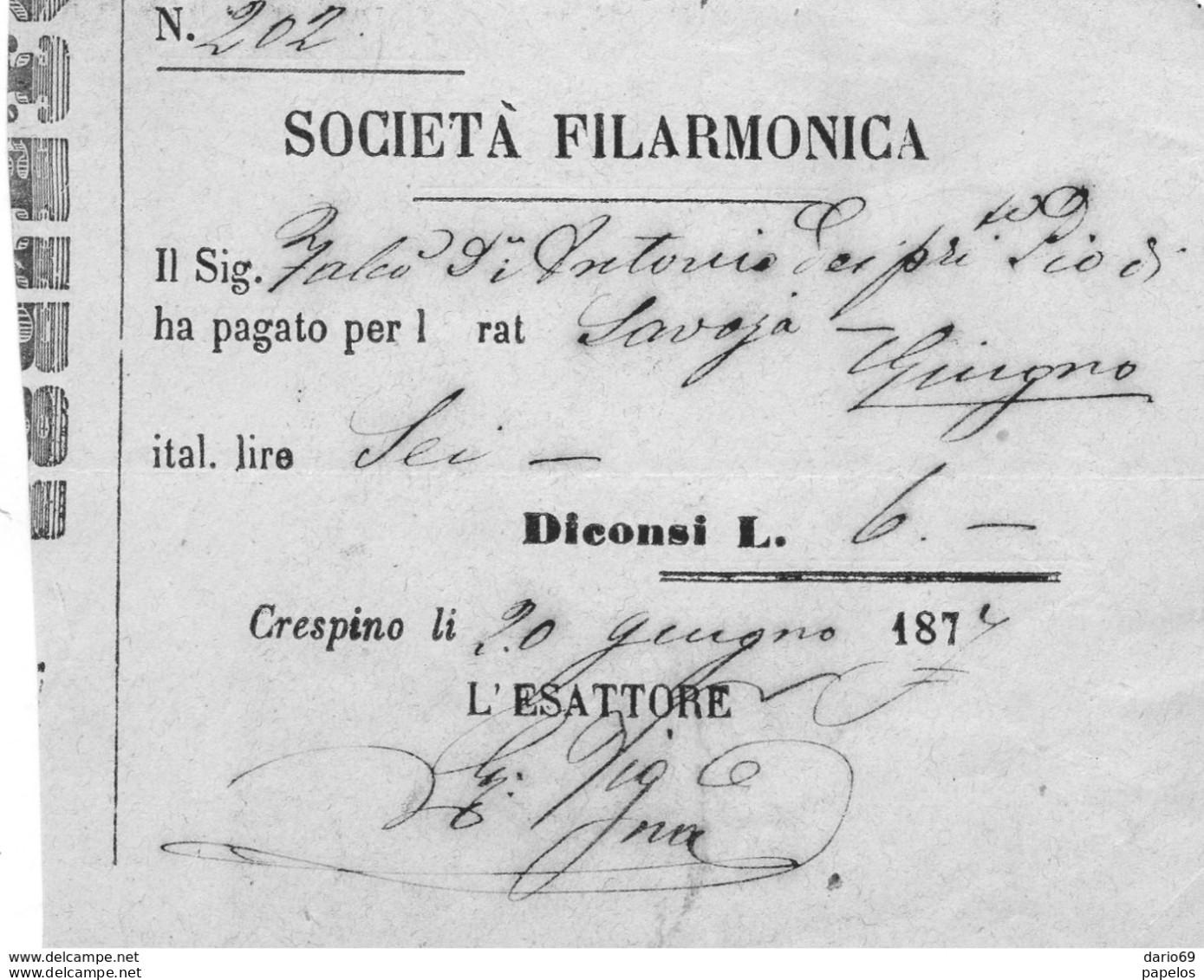 1877 SOCIETÀ FILARMONICA CRESPINO - Italia