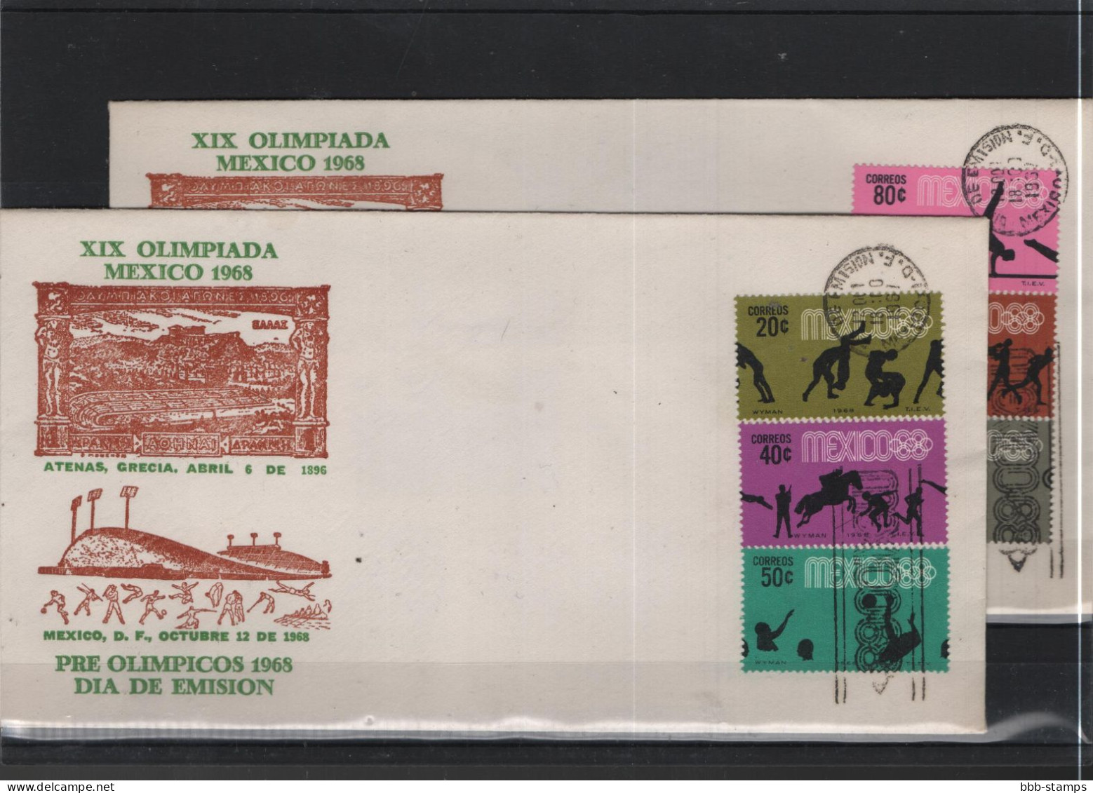 Mexico Michel Cat.No. FDC 1261/1270 + Sheet 11/14 Olympia - Messico