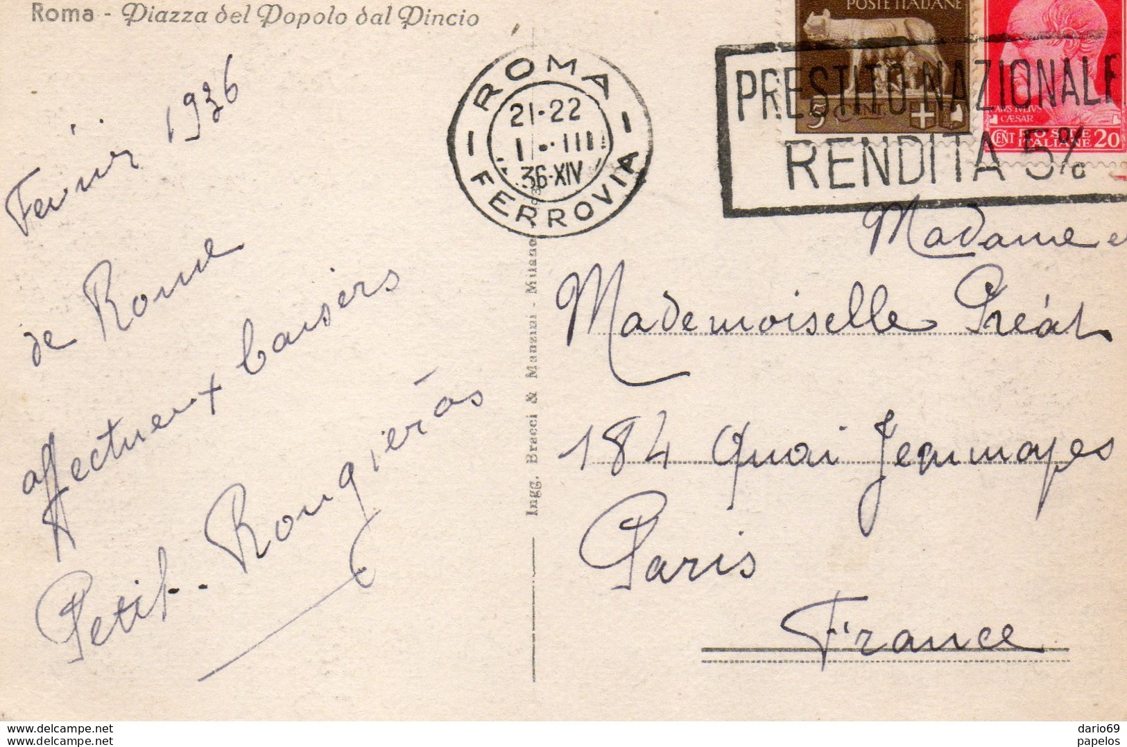 1936 CARTOLINA ROMA - Piazze