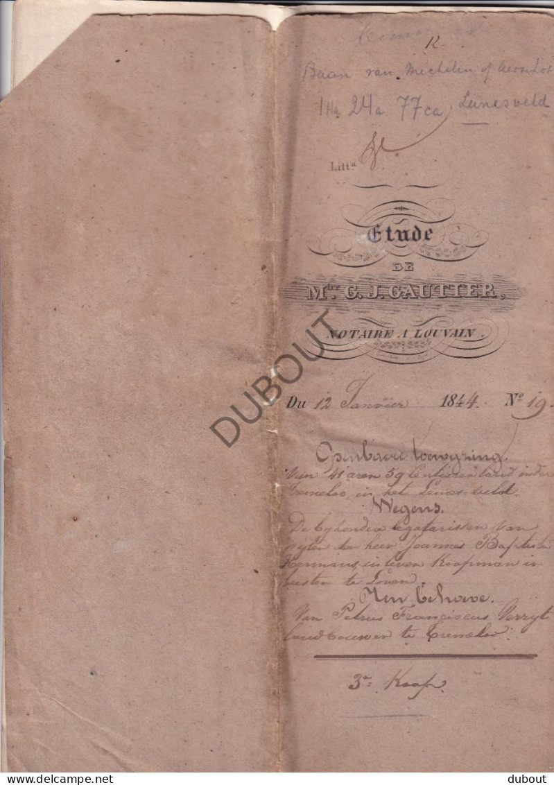 Leuven/Tremelo - Notarisakte 1844 - Verkoop Grond Door J. Baptist Hermans Uit Leuven (V3122) - Manuscrits