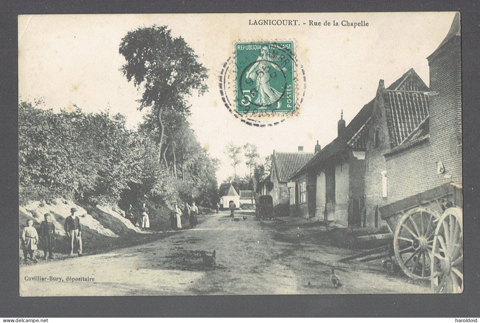 CPA 62 - LAGNICOURT - RUE DE LA CHAPELLE - PETIT PLI ANGLE HAUT GAUCHE - Other & Unclassified