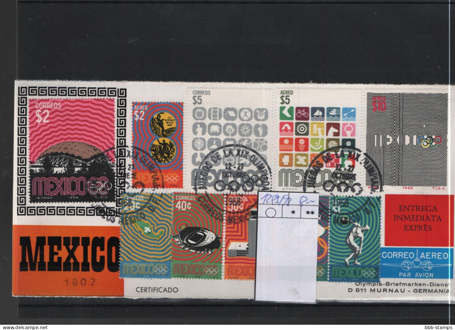 Mexico Michel Cat.No. FDC 1283/1292  Olympia - Mexique