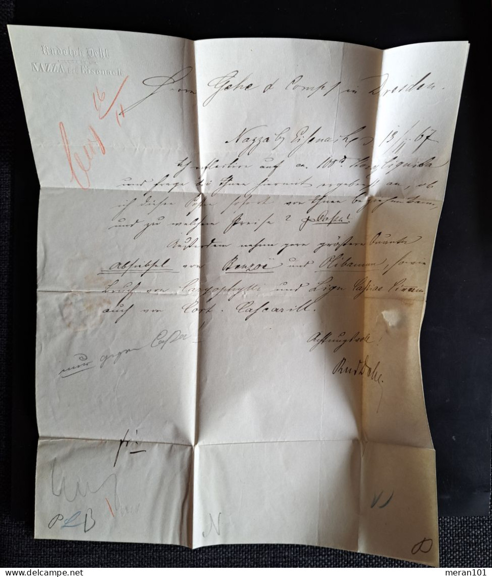 Preussen 1867, Brief Mit Inhalt NAZZA Nach Dresden, Mi 18b - Cartas & Documentos