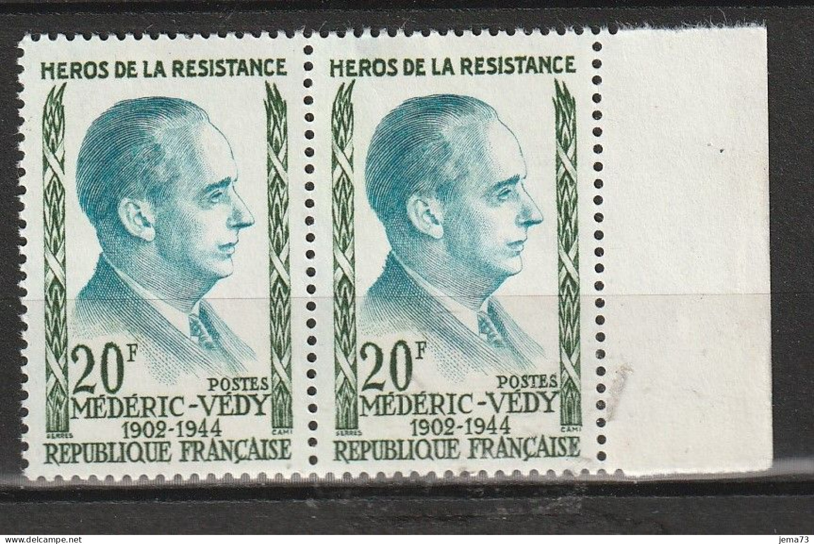 N° 1200 Héros De La Résistance: M Védy Belle Paiure De 2 Timbres Neuf  Impeccable - Nuovi