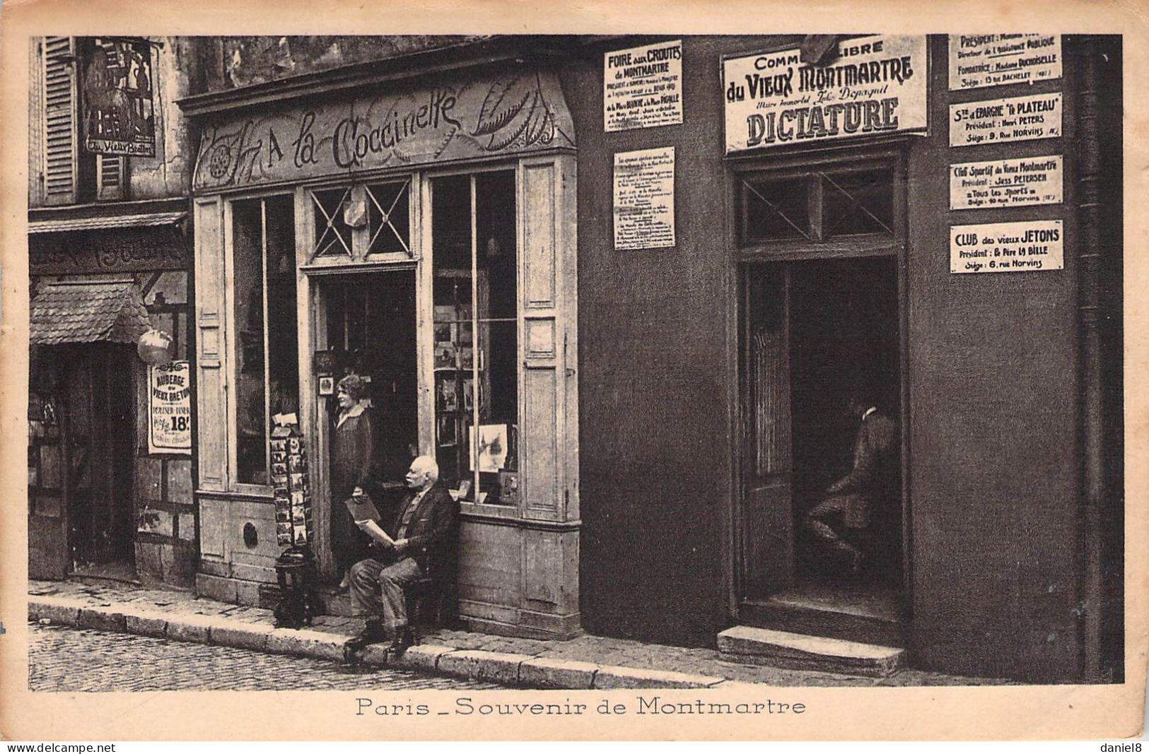 PARIS - Souvenir Du Vieux Montmartre (boutique " A LA COCCINELLE " Marchand De Cartes Postales ) 1931 Timbre Retiré - Paris (18)