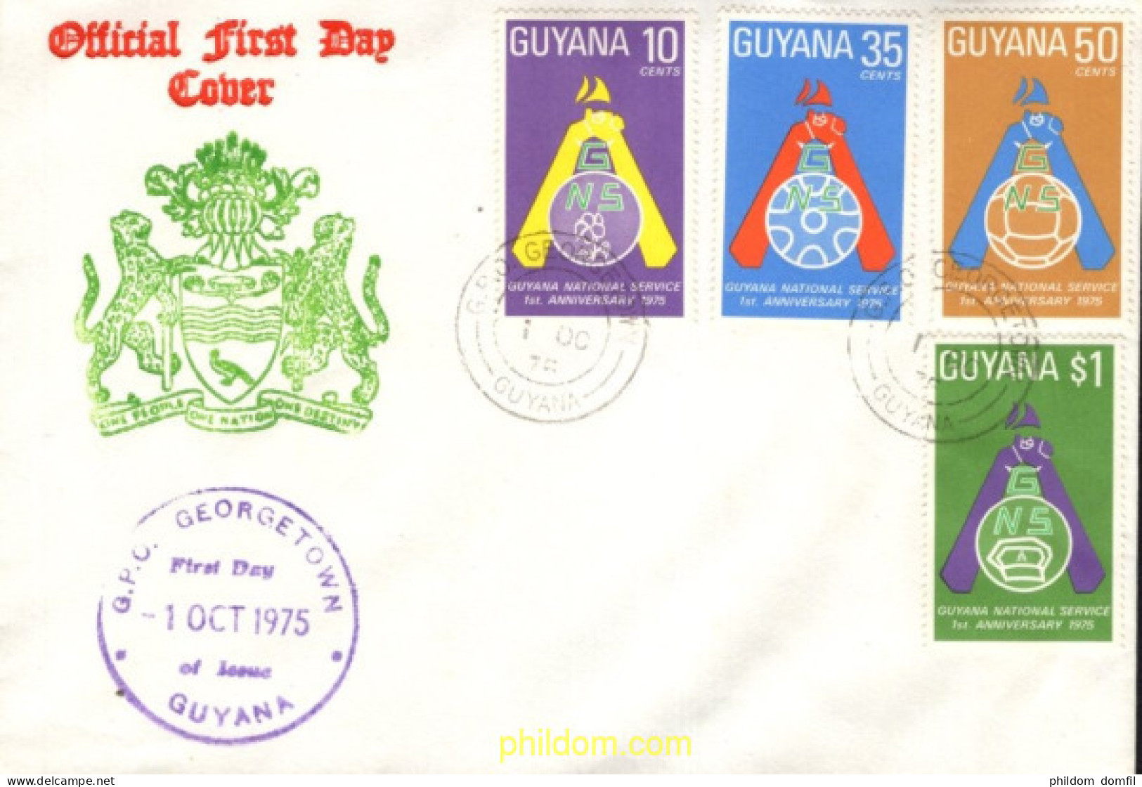 730828 MNH GUYANA 1975 1 ANIVERSARIO DEL SERVICIO NACIONAL - Guyana (1966-...)