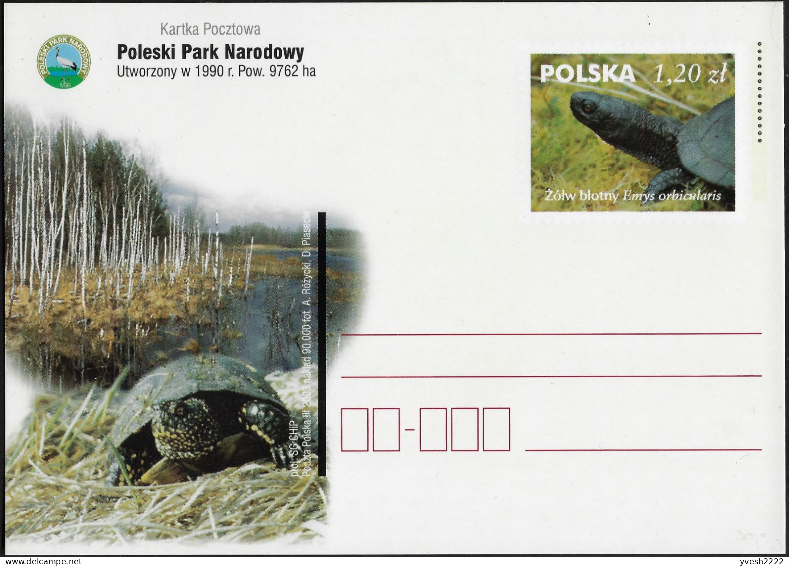 Pologne 1990. Entier Postal. Parc National De Polésie. Tortue - Schildpadden