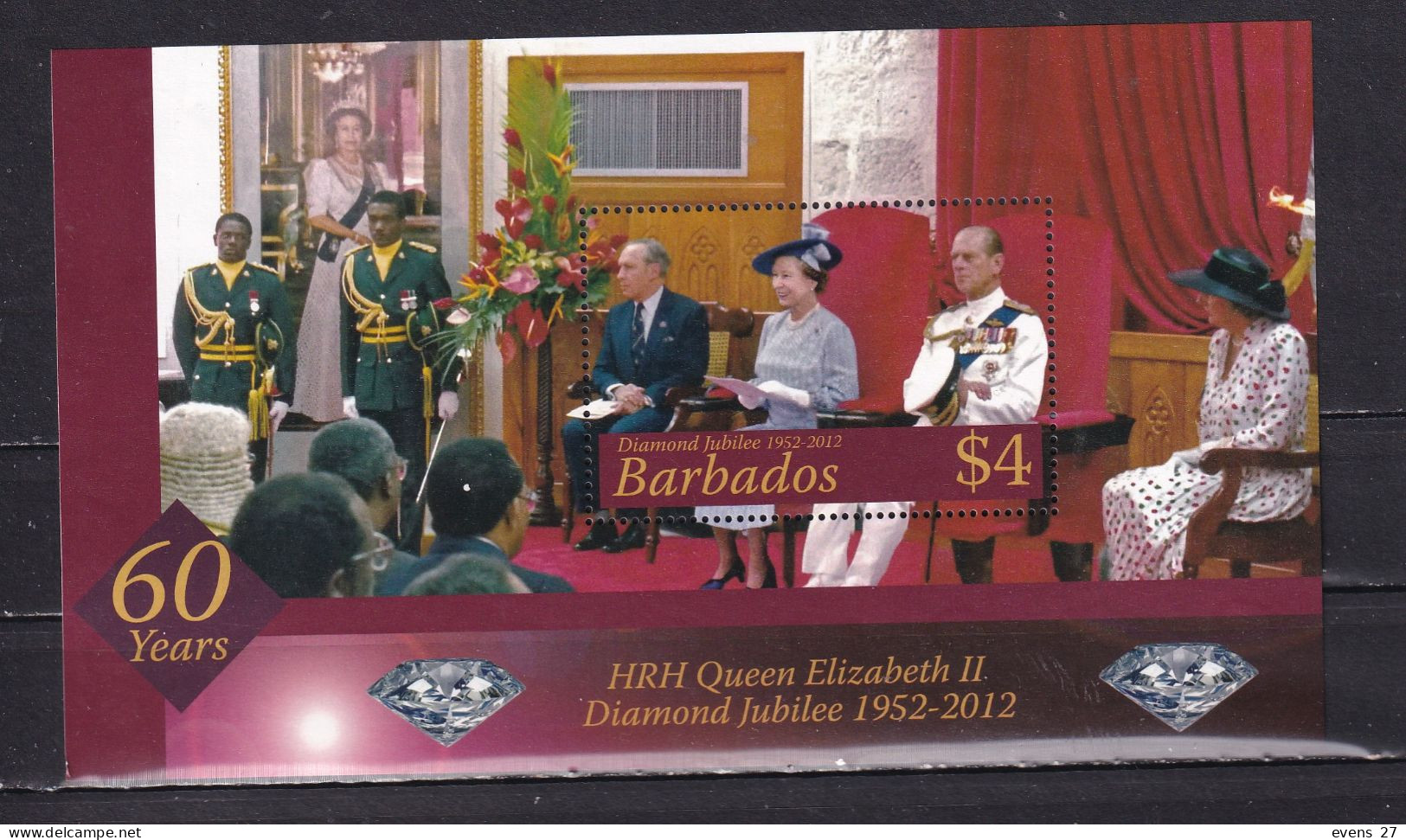 BARBADOS-2012-QE11 DIAMOND JUBILEE- BLOCK-MNH- - Königshäuser, Adel