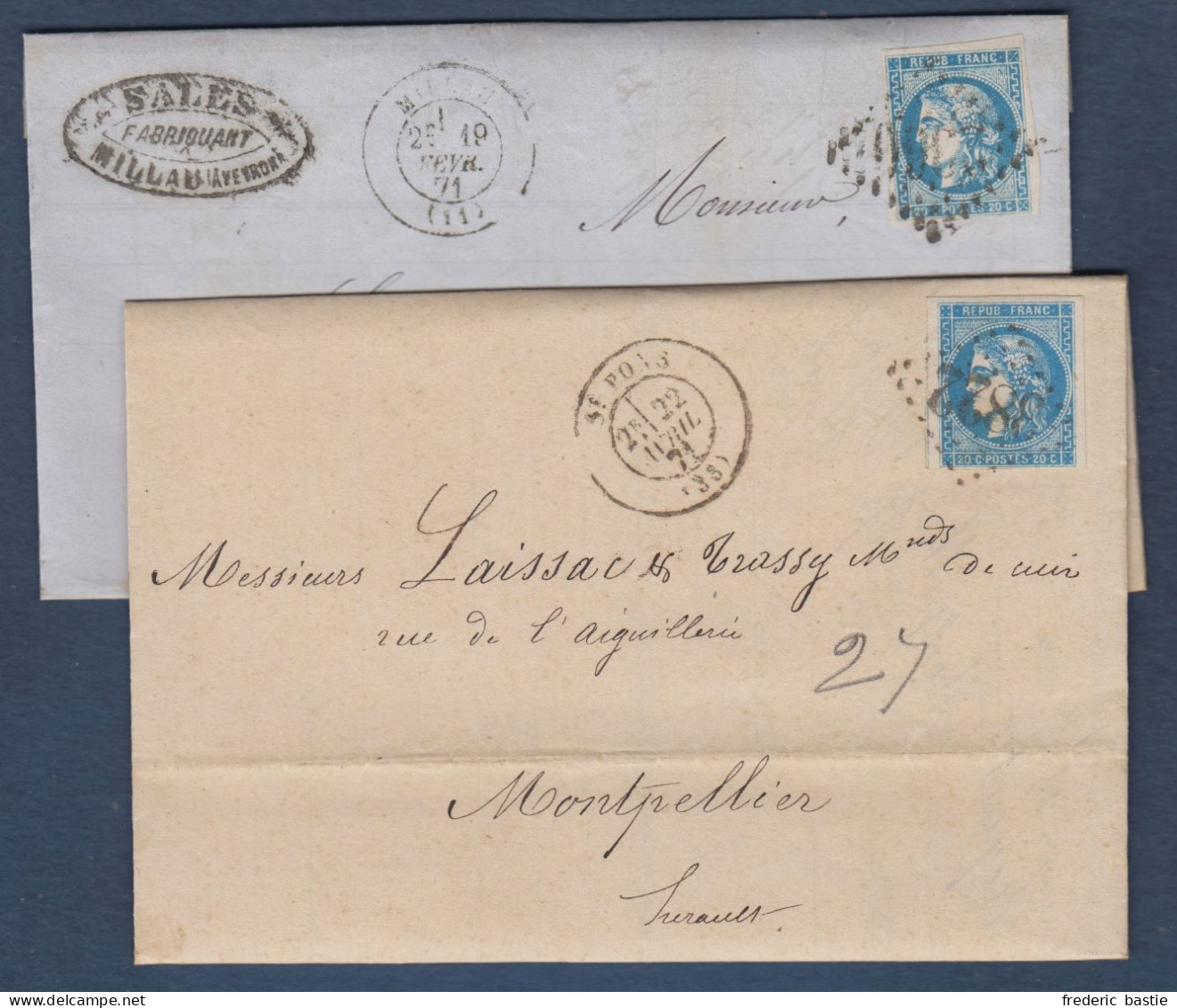 Bordeaux N° 46B  Sur 2 Lettres - Cote : 60 € - 1870 Bordeaux Printing