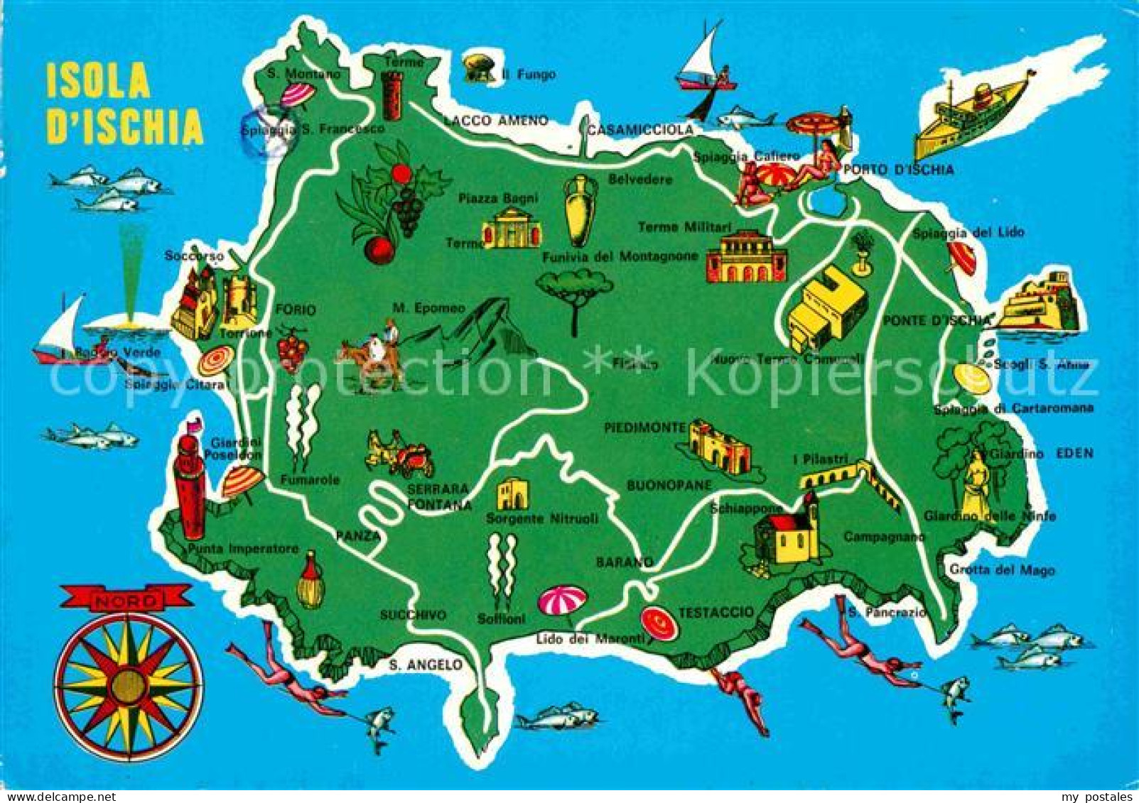 72779762 Isola D Ischia Landkarte Mit Sehenswuerdigkeiten Der Insel Isola D Isch - Sonstige & Ohne Zuordnung