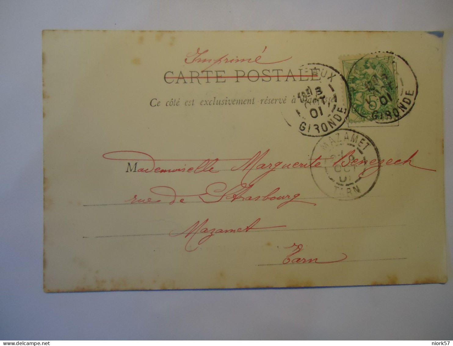FRANCE   POSTCARDS QUENTIN DE BARON 1902 STAMPS AND POSTMARK - Autres & Non Classés