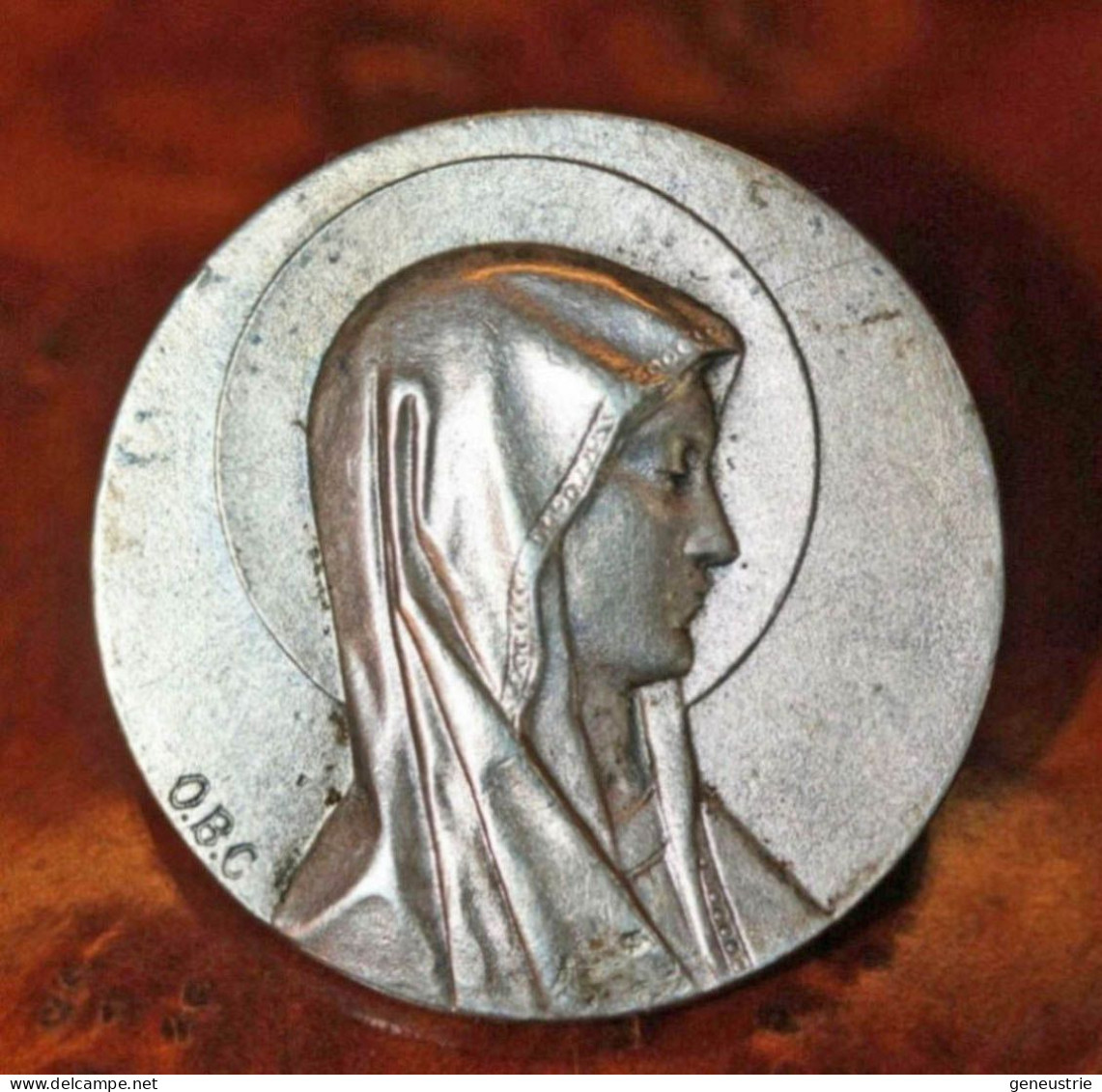 Belle Broche Religieuse Argent 800 Années 20 "Vierge Marie" Silver Religious Brooch - Godsdienst & Esoterisme
