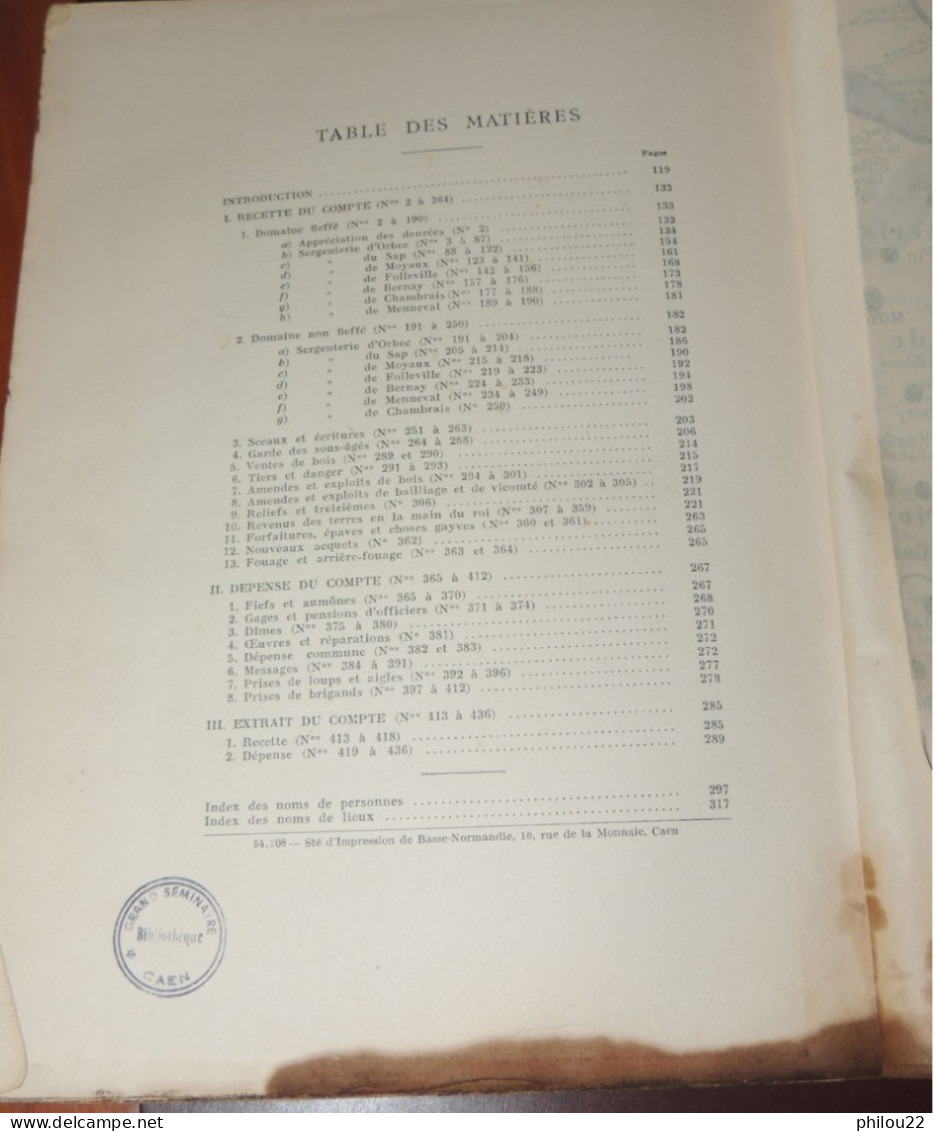 Etudes Lexoviennes IV - La Vicomté d'Orbec... / Compte de Jean Le Muet  1936