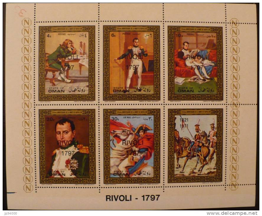 OMAN: NAPOLEON Feuillet 6 Valeurs Surchargé BATAILLE DE RIVOLI 1797, émis En 1971. Neuf Sans Charniere ** (MNH) - Napoleon