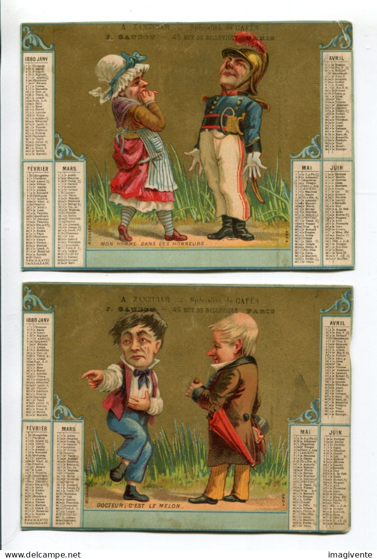 Lot 6 Grands Chromos   Chromo Calendrier 1880 1881 BOGNARD 3 58 59 Caricatures 139 X103 - Other & Unclassified