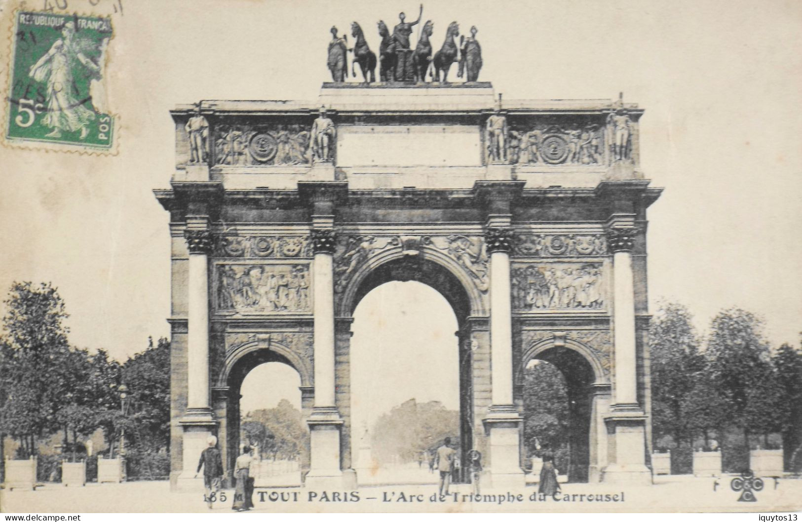 CPA. [75] > TOUT PARIS > N° 165 M - L'Arc De Triomphe Du Carroussel - 1908 - BE - Triumphbogen