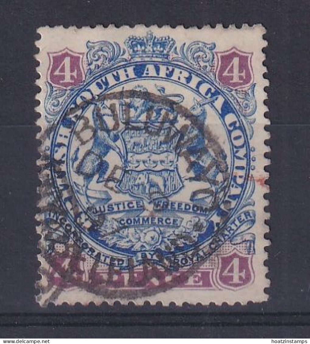 Rhodesia - BSAC: 1896/97   Arms    SG44     4d  Ultramarine & Mauve  [Die II - No Dot]   Used   - Other & Unclassified