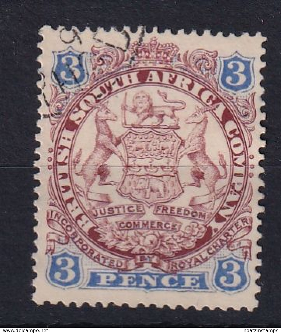Rhodesia - BSAC: 1896/97   Arms    SG31     3d  Chocolate & Ultramarine  [Die I - With Dot]    Used    - Other & Unclassified
